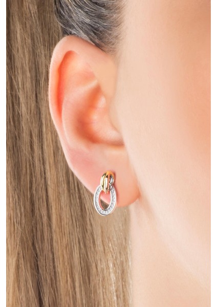 Zamansız Stil 18 Ayar Mix Altın Kaplama Gümüş Küpe fiyatları