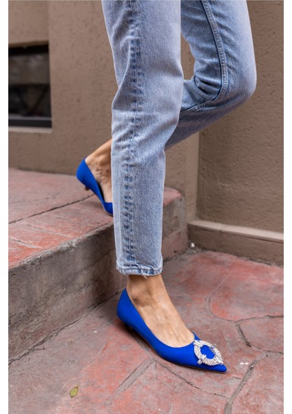 Nico Kadın Saks Mavi Taş Detay Mini Topuklu Ayakkabi