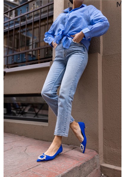 Nico Kadın Saks Mavi Taş Detay Mini Topuklu Ayakkabi fiyatları