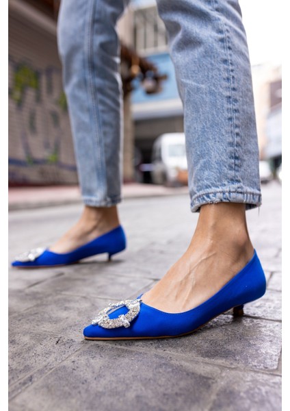 Nico Kadın Saks Mavi Taş Detay Mini Topuklu Ayakkabi modelleri