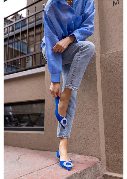 Nico Kadın Saks Mavi Taş Detay Mini Topuklu Ayakkabi fırsatları