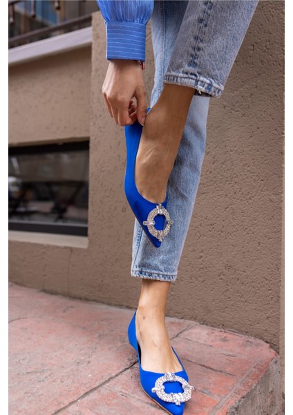 Nico Kadın Saks Mavi Taş Detay Mini Topuklu Ayakkabi indirimleri
