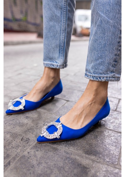 Nico Kadın Saks Mavi Taş Detay Mini Topuklu Ayakkabi
