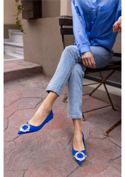 Nico Kadın Saks Mavi Taş Detay Mini Topuklu Ayakkabi
