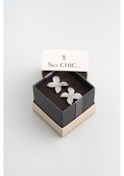 Begonvil Çiçeği 18 Ayar Beyaz Altın Kaplama Gümüş Küpe indirimleri