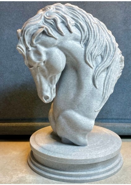 Asil At Başı Heykeli – 18 cm 3D Baskı Dekoratif Obje