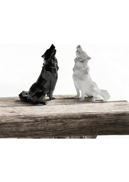 Uluyan Kurt Heykeli Dekoratif 3D Baskı Obje