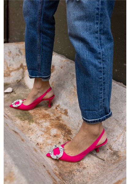 Jarno Kadin Fusya Taş Detay Topuklu Ayakkabi fiyatları