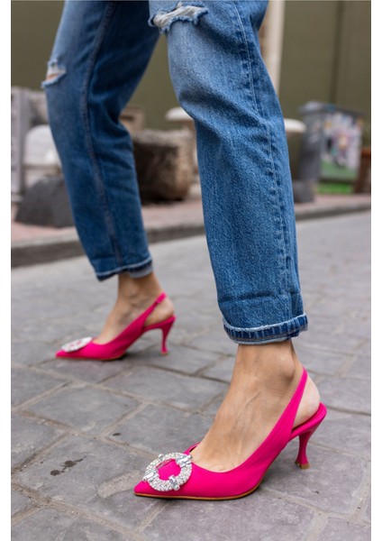 Jarno Kadin Fusya Taş Detay Topuklu Ayakkabi indirimleri