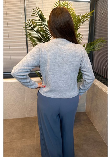 Gri Gümüş Düğmeli Hırka modelleri