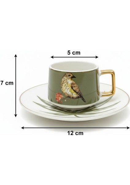Green Birdy Kuş Figürlü 6 Kişilik Porselen Fincan Takımı fiyatları