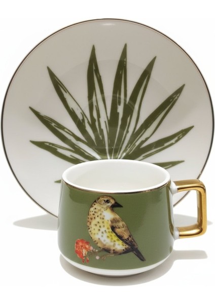 Green Birdy Kuş Figürlü 6 Kişilik Porselen Fincan Takımı modelleri