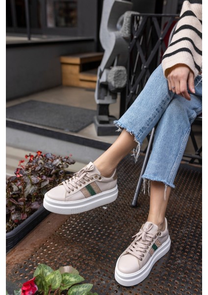 Zanıolo Kadın Bej Taş Detay Sneaker modelleri