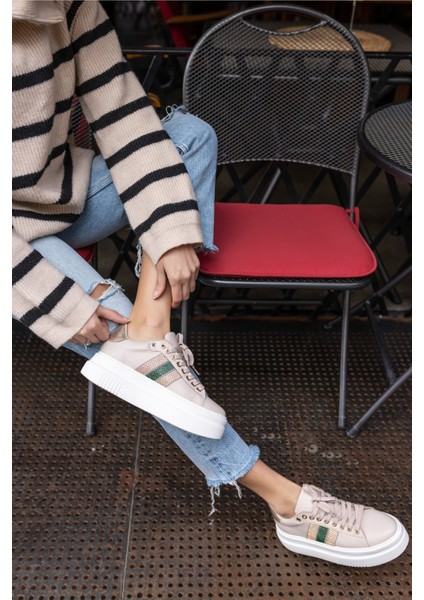 Zanıolo Kadın Bej Taş Detay Sneaker