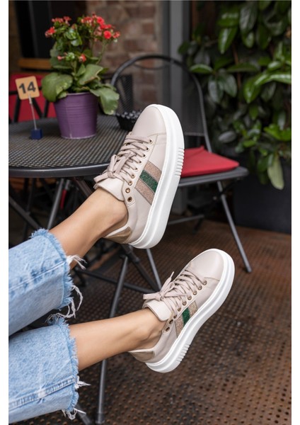 Zanıolo Kadın Bej Taş Detay Sneaker