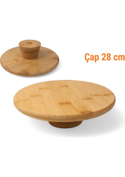Bls Bambu Ayaklı Sunumluk, 28 cm Bambu Sunum Tabağı
