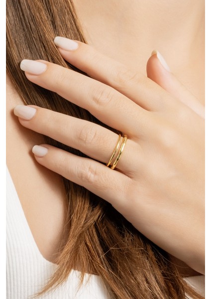 Minimal 18 Ayar Sarı Altın Kaplama Gümüş Ayarlanabilir Yüzük fiyatları