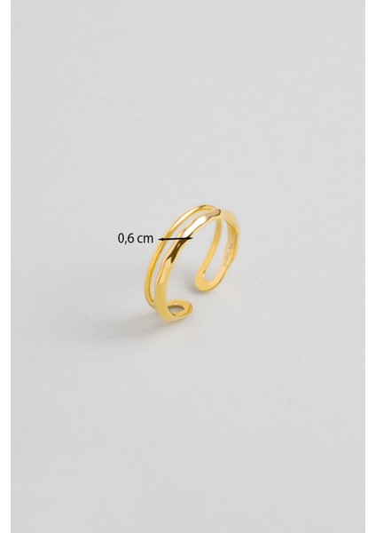 Minimal 18 Ayar Sarı Altın Kaplama Gümüş Ayarlanabilir Yüzük modelleri