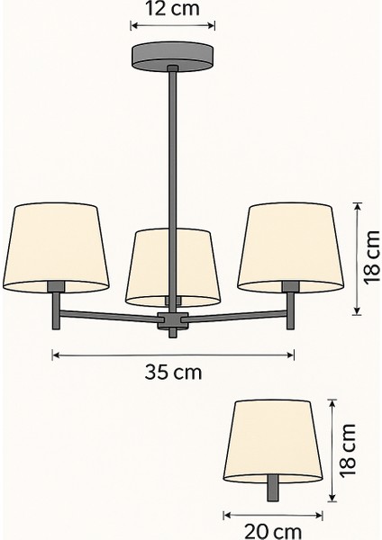 Basic Üç Kollu Sarkıt Lamba modelleri