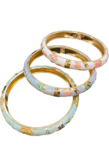 3 Adet Mineli Model Kelepçe Tip Mineli Bileklik Iç Çap 58 Mm.