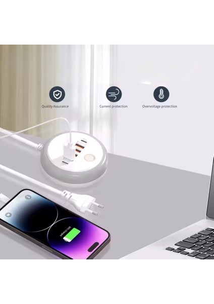 LED Işıklı 40W 4 USB ve 2 Type C Girişli Çoklu Dokunmatik Şarj Aleti Gece Lambası fırsatları