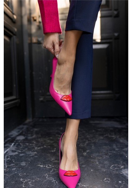 Jessia Kadın Fusya Dudak Detay Topuklu Ayakkabi