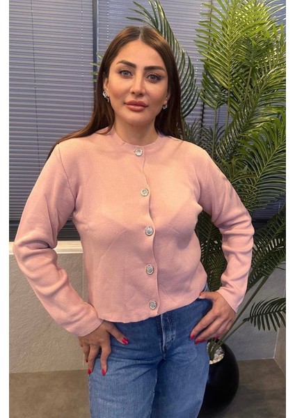 Pembe Gümüş Düğmeli Hırka fiyatları