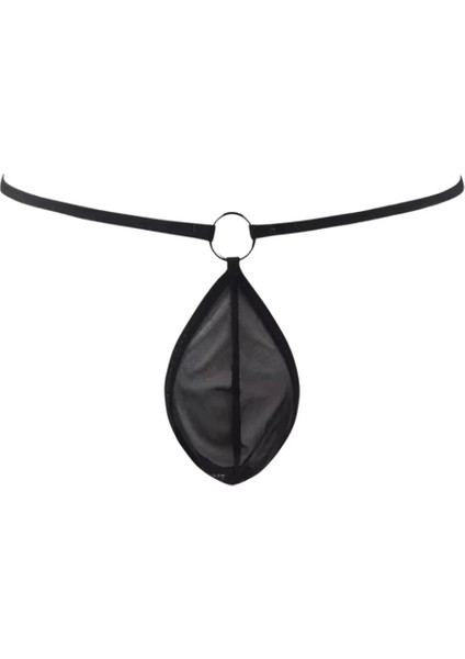 Fantezi Siyah Transparan Halkalı Tül Erkek String Seksi Erkek Iç Çamaşırı