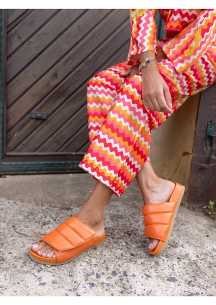 Farah Kadin Orange Gercek Deri Terlik