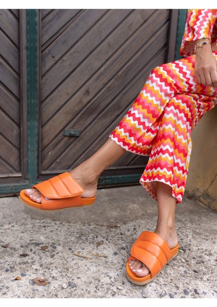 Farah Kadin Orange Gercek Deri Terlik fiyatları