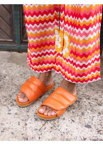 Farah Kadin Orange Gercek Deri Terlik indirimleri