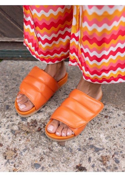 Farah Kadin Orange Gercek Deri Terlik