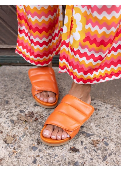 Farah Kadin Orange Gercek Deri Terlik