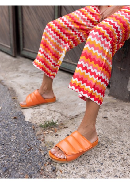 Farah Kadin Orange Gercek Deri Terlik
