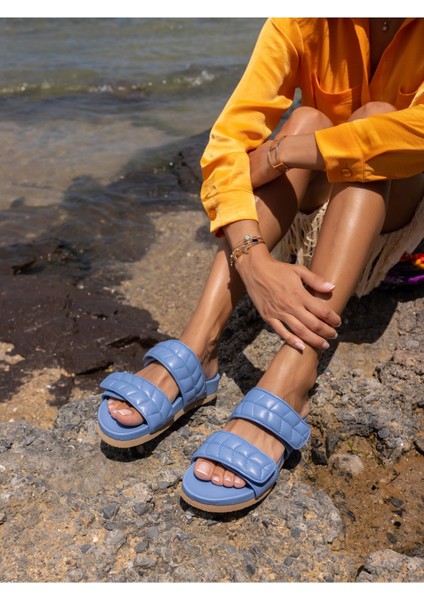 Lily Kadın Mavi Gercek Deri Terlık fırsatları