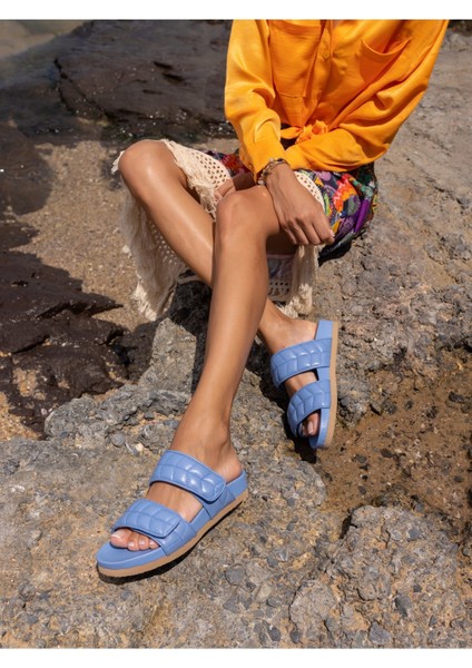 Lily Kadın Mavi Gercek Deri Terlık indirimleri