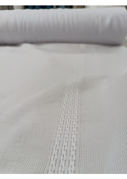 Şerit Desenli Panama Keteni - Optik Beyaz - Pileli Dikim 1x2,5 Pile - EFES500 modelleri