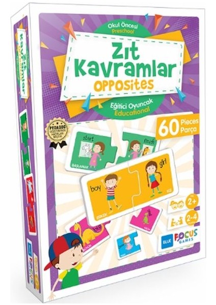 Blue Focus Zıt Kavramlar Opposites - Eğitici Oyunlar 60 Parça