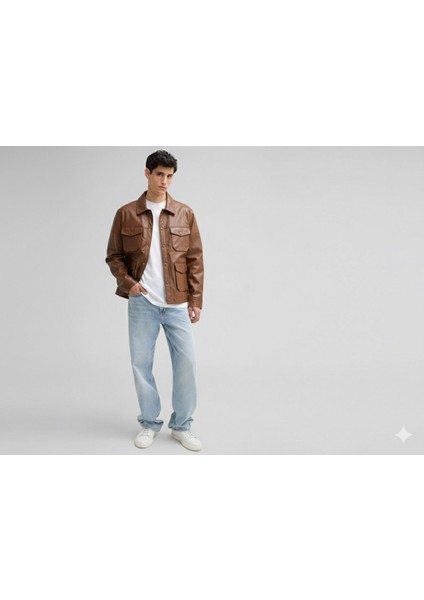 Deri Çift Cepli Gömlek