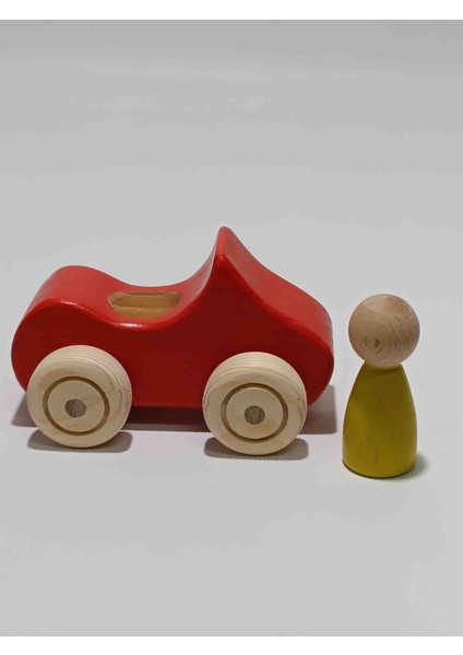 Ahşap Oyuncak Araba Sarı Kırmızı Renk Peg Bebek modelleri
