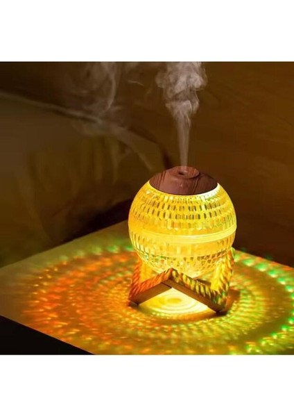 Sonx Renkli Kristal Küre Tasarımlı LED Işıklı Hava Nemlendirici – Sessiz Çalışma ve Ahşap Desenli Kapak modelleri