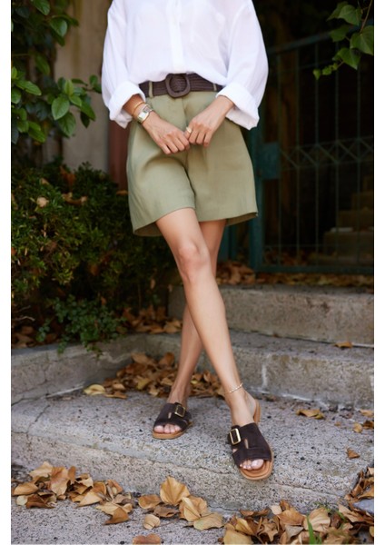 Mezzo Kadın Kahve Suet Toka Detay Terlık