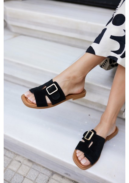 Mezzo Kadın Kahve Suet Toka Detay Terlık fiyatları