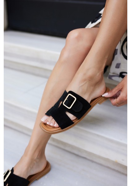 Mezzo Kadın Kahve Suet Toka Detay Terlık