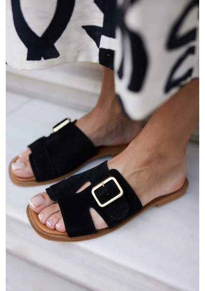 Mezzo Kadın Kahve Suet Toka Detay Terlık