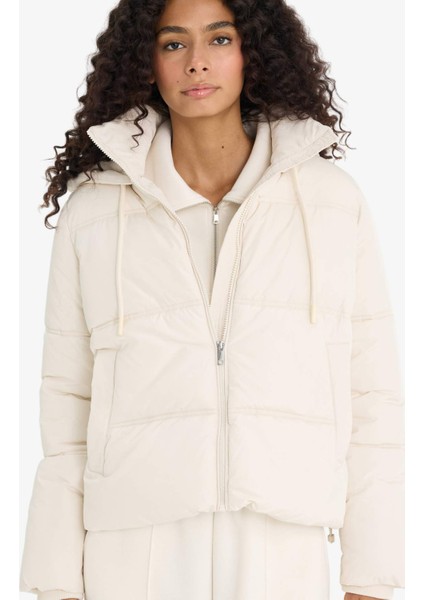 Regular Fit Kapüşonlu Fermuarlı Şişme Mont F1944AX25WN