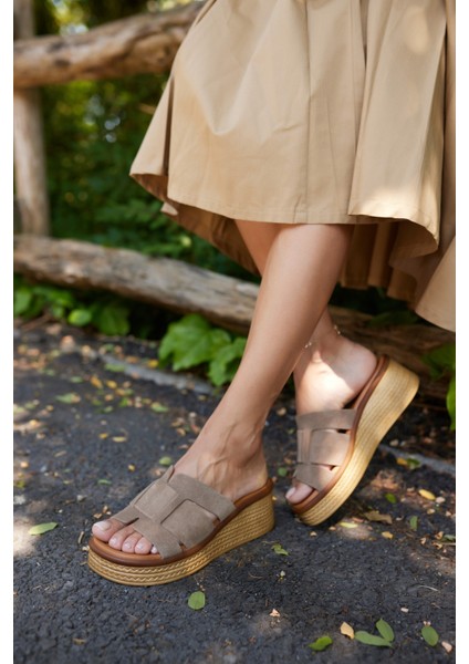 Joey Kadın Taba Suet Dolgu Taban Terlık fırsatları