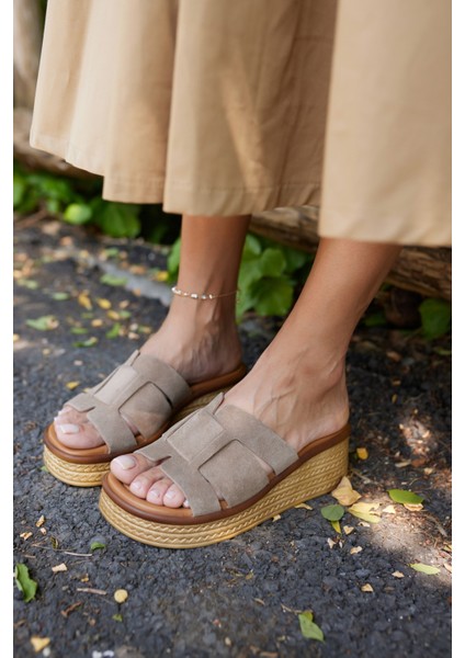 Joey Kadın Taba Suet Dolgu Taban Terlık