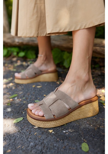 Joey Kadın Taba Suet Dolgu Taban Terlık