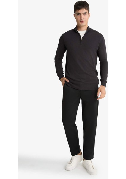 Standart Fit Dik Yaka Yarım Fermuarlı Triko Kazak D0624AX25AU fiyatları